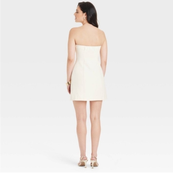 A New Day Strapless Cream colored Mini Dress - Picture 3 of 6